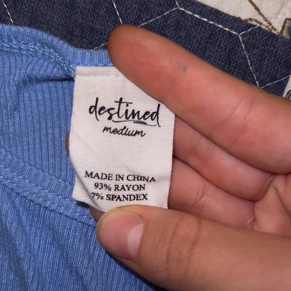 Destined/Tillys, Blue Ruffled Cropped Shirt - Picture 3 of 5